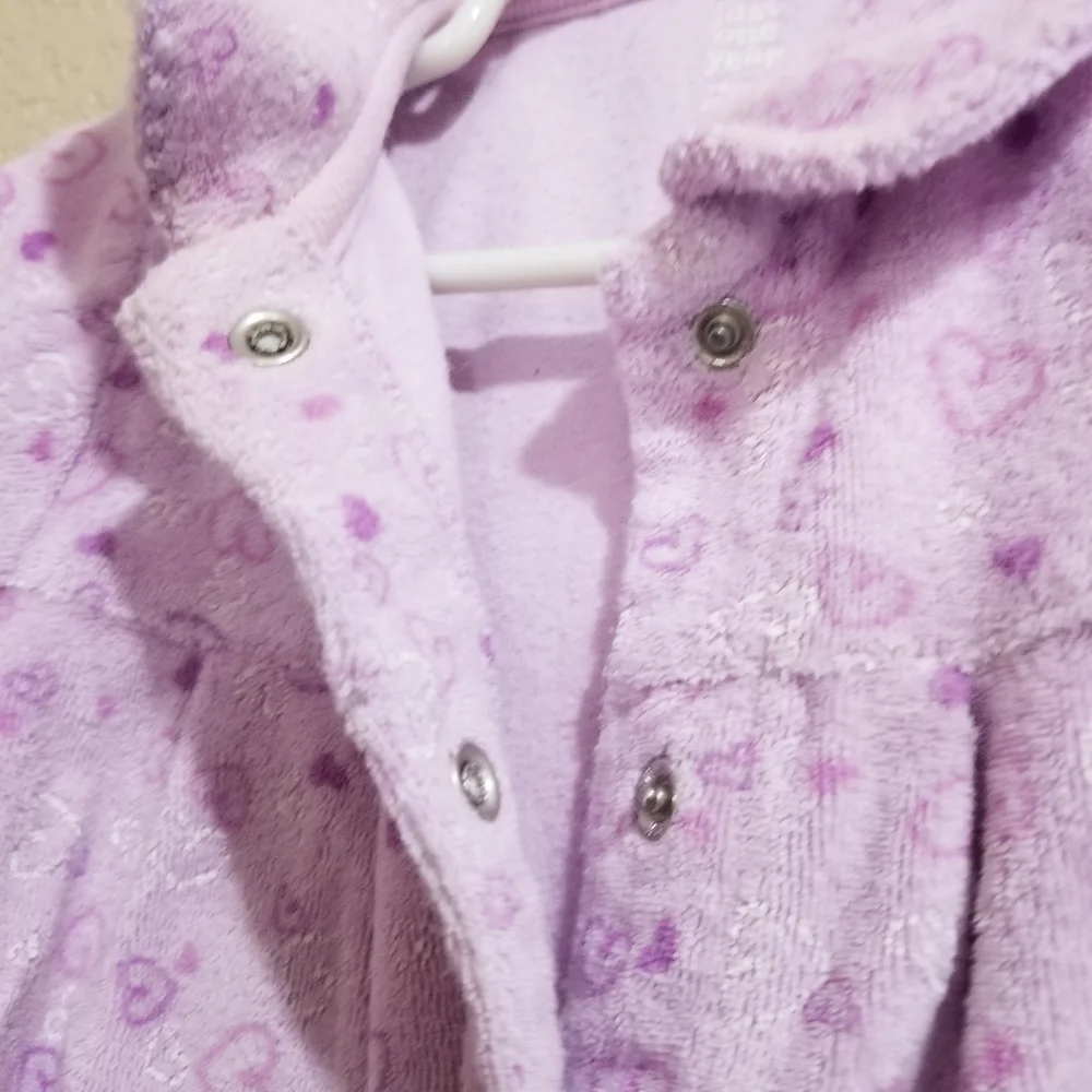 Purple Carter's just one year one piece footie pajamas Size 9 Months